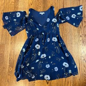 BB Dakota Navy & Floral Cold Shoulder Dress | Size XS NWOT